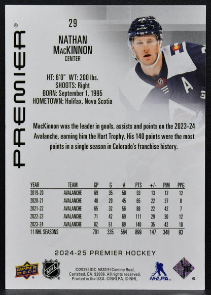 2024-25 Upper Deck Premier Bronze Nathan MacKinnon 29 Colorado Avalanche 031/299 9447