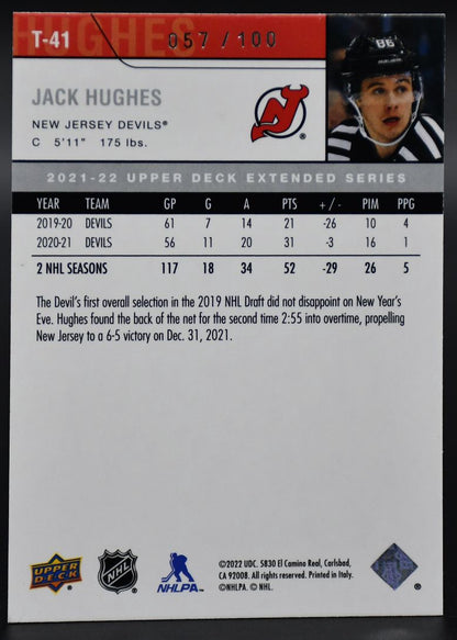 2021-22 UD Extended Series Jack Hughes T-41 New Jersey Devils