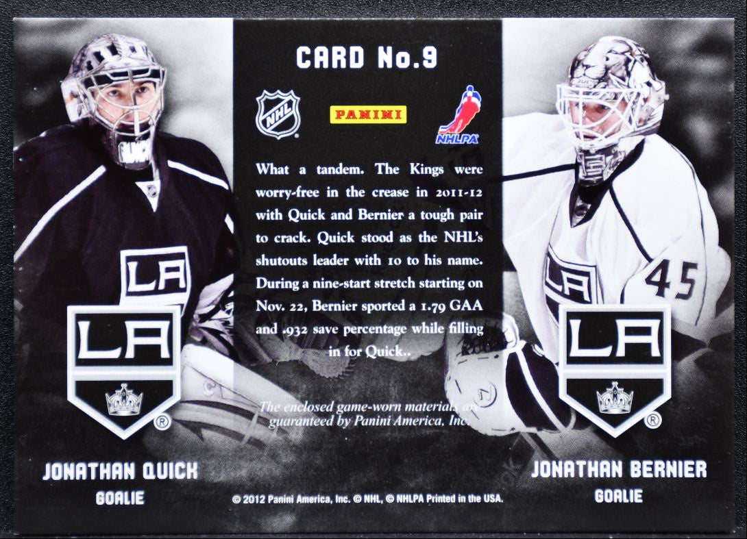 2011-12 Panini Prime Combos Jersey Bernier/Quick /225 Jersey 2395