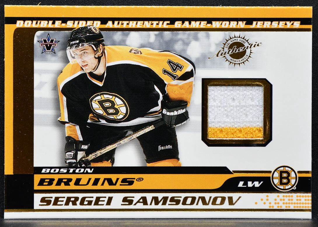 2002-03 Pacific Vanguard Double-Sided Samsonov/Sweeney Bruins Jersey 5128