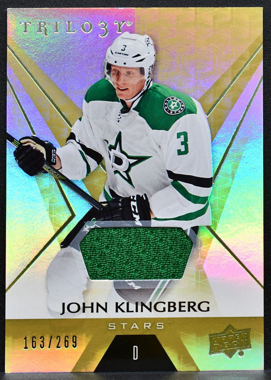 2016-17 UD Trilogy Green Career Stat Relics Rainbow Foil Klingberg Jersey 0864