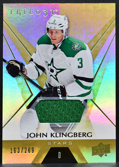 2016-17 UD Trilogy Green Career Stat Relics Rainbow Foil Klingberg Jersey 0864