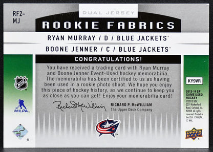 2013-14 SP Game Used Dual  Fabrics Murray / Jenner Blue Jackets RC Jersey 3459
