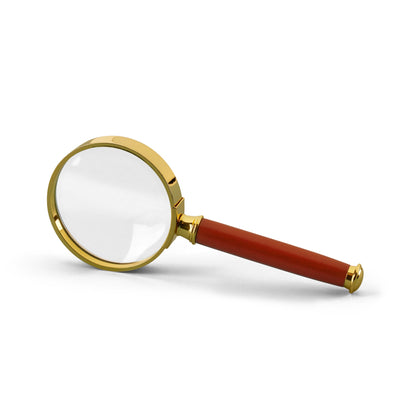 Handle Magnifier With Glass Lens Gold-Plated Metal Rim 3X magnification Ø 50 MM