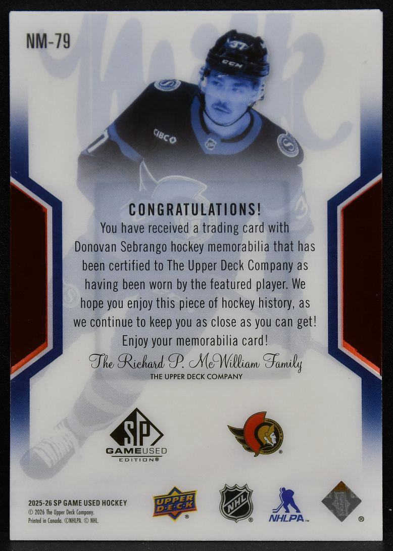 2025-26 SP Game Used NHL Masters Patch Sebrango NM-79 Senators 37/37 Patch 3817