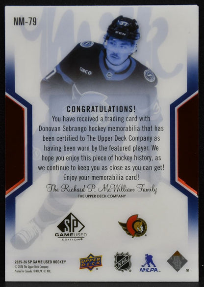 2025-26 SP Game Used NHL Masters Patch Sebrango NM-79 Senators 37/37 Patch 3817