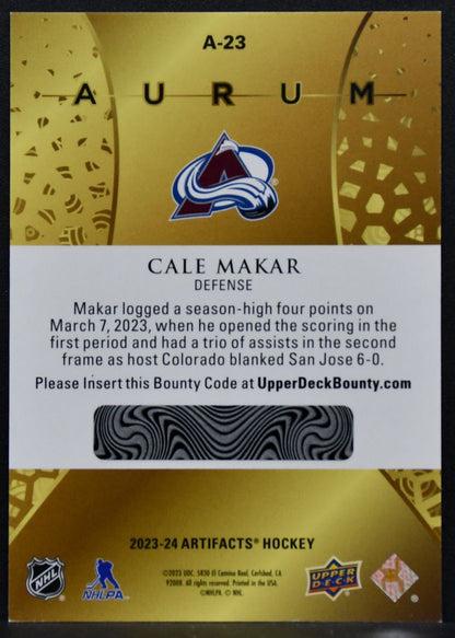 2023-24 Upper Deck Artifacts Aurum Cale Makar A-23 Colorado Avalanche 9165