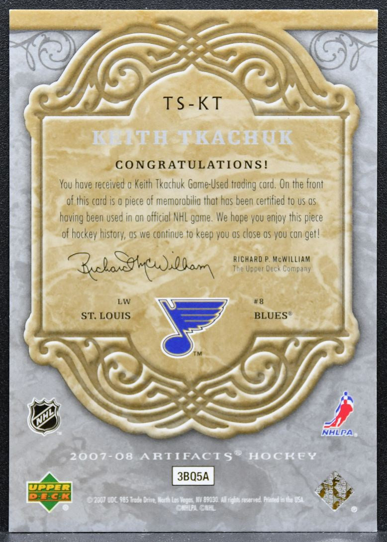 2007-08 UD Artifacts Treasured Swatches Silver Keith Tkachuk 005/100 Jersey 9370