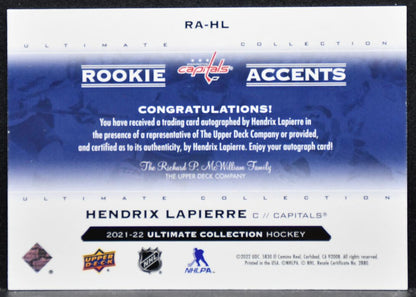 2021-22 UD Ultimate Collection Rookie Accents Lapierre RC Auto 23/99 6945