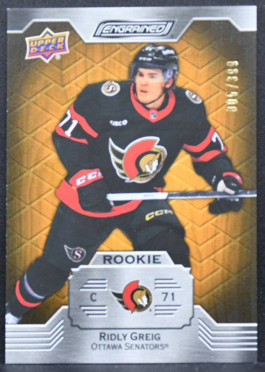 2023-24 UD Engrained Rookie Oak Ridly Greig 134 Ottawa Senators RC 005/399 9264