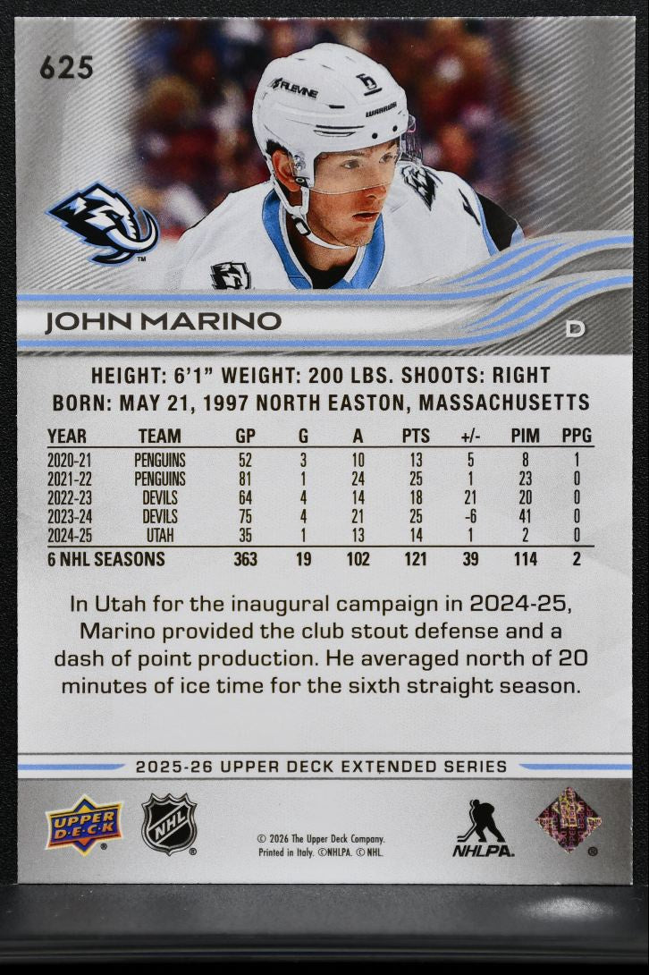 2025-26 UD Extended Series UD Exclusives John Marino Utah Mammoth 068/100 3239