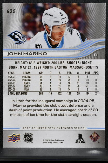 2025-26 UD Extended Series UD Exclusives John Marino Utah Mammoth 068/100 3239