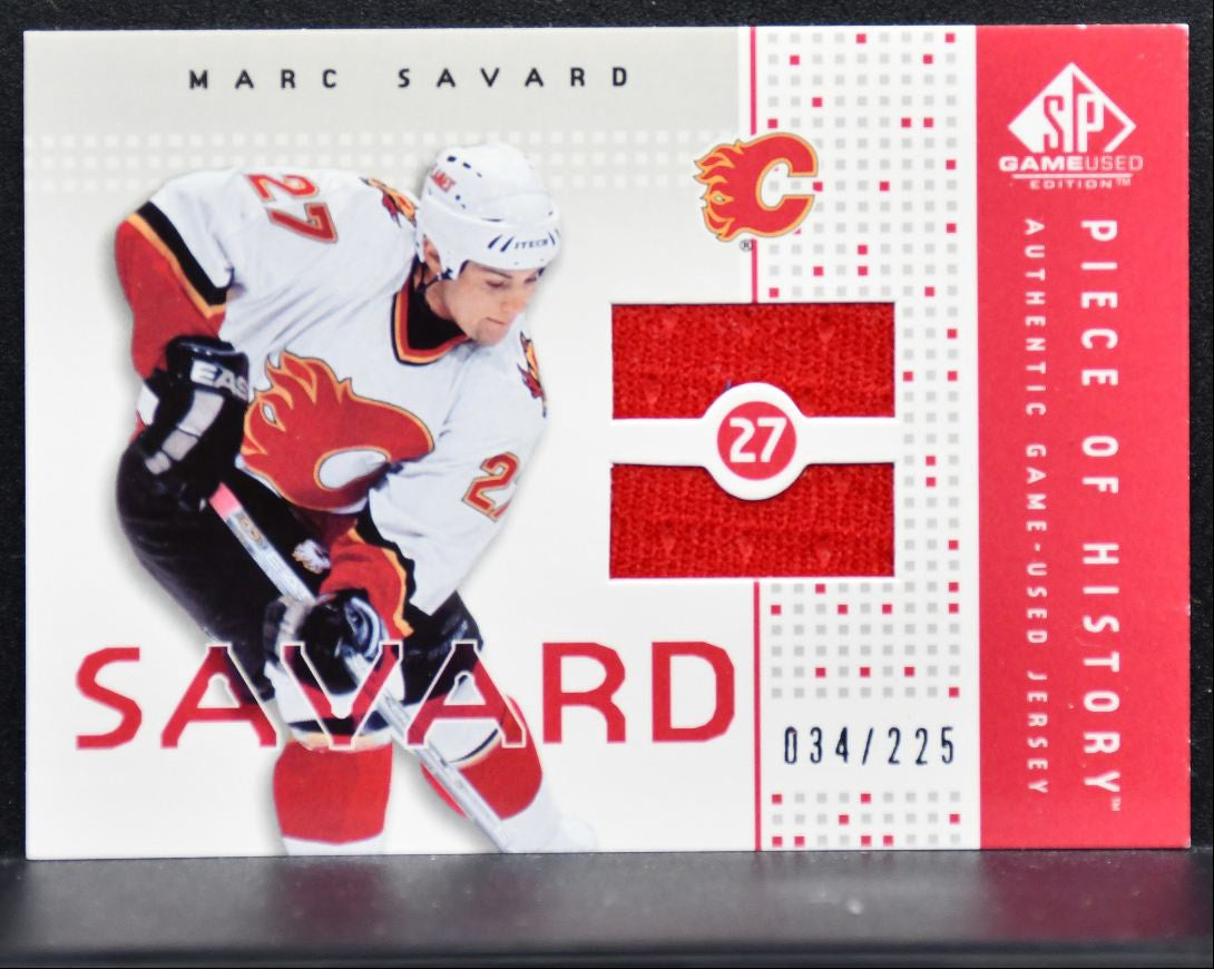 2002-03 SP Game Used Piece of History Marc Savard Flames 034/225 Jersey 4046