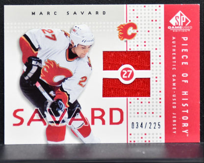 2002-03 SP Game Used Piece of History Marc Savard Flames 034/225 Jersey 4046