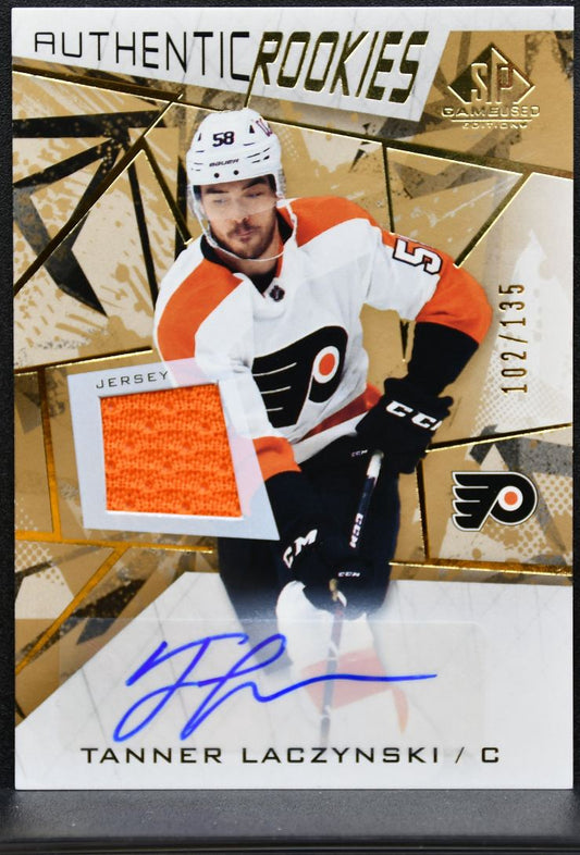2021-22 SP GU Auth Rookies Gold Laczynski Flyers RC Auto /135 Jersey 1622