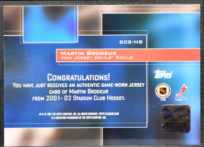 2001-02 Topps Stadium Club Souvenirs Jersey Martin Brodeur SCS-MB Jersey 6812