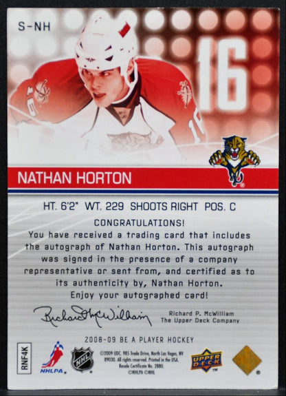 2008-09 Upper Deck Be A Player Signatures Nathan Horton S-NH Panthers Auto 9342