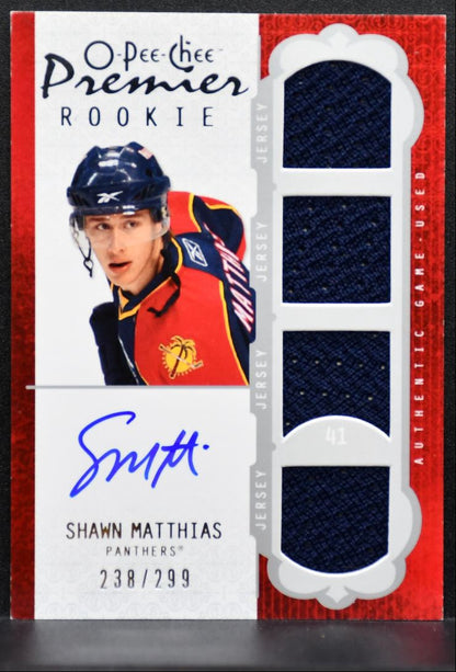 2008-09 O-Pee-Chee Premier Quad Patch Auto Matthias RC Auto 238/299 Jersey 9953