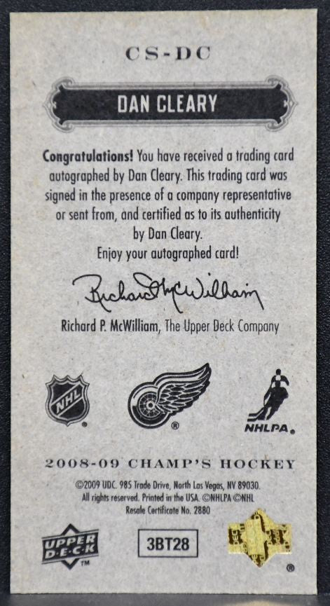 2008-09 Upper Deck Champ's Signatures Daniel Cleary S-DC Auto 3474