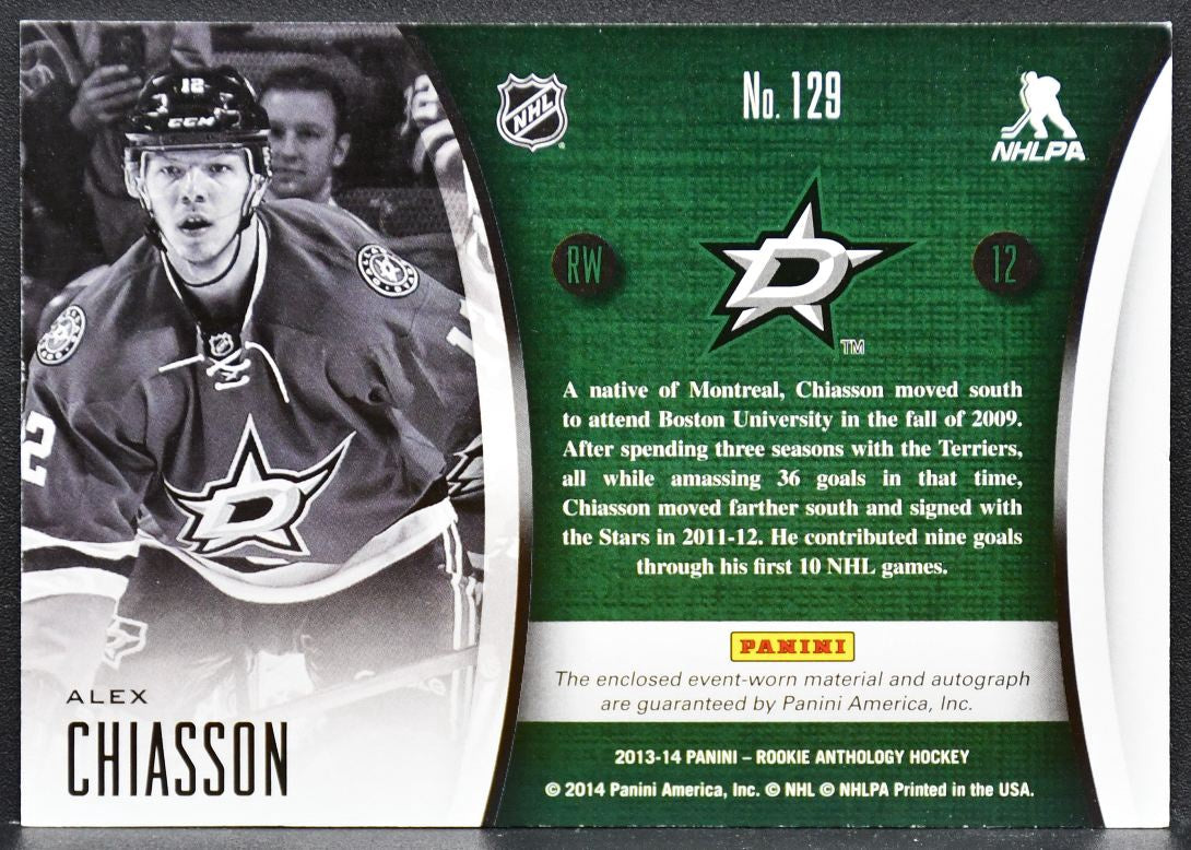 2013-14 Panini Anthology Selection  Chiasson Stars RC Auto 049/249 Jersey 0119