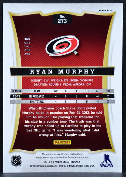 2013-14 Panini Select Rookie Prizms Autographs Murphy 273 RC Auto Jersey 3955