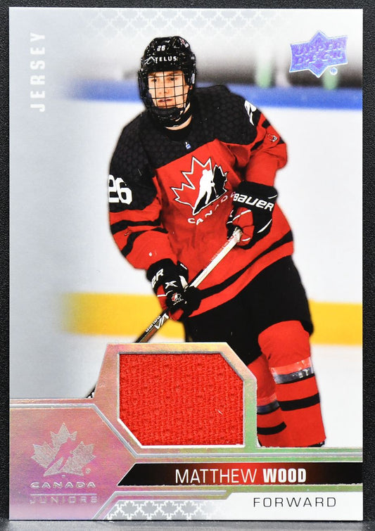 2022-23 Upper Deck Team Canada Juniors Jersey Matthew Wood 30 Canada Jersey 3574