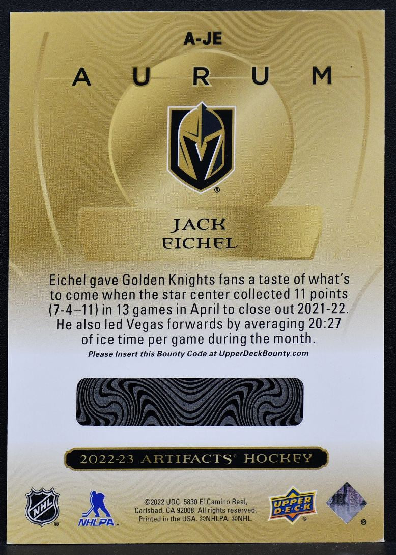 2022-23 Upper Deck Artifacts Aurum Jack Eichel A-JE Vegas Golden Knights 1640