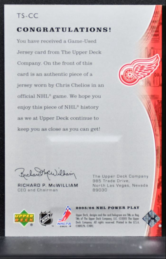 2005-06 Upper Deck Power Play Specialists Chris Chelios Red Wings Jersey 3629
