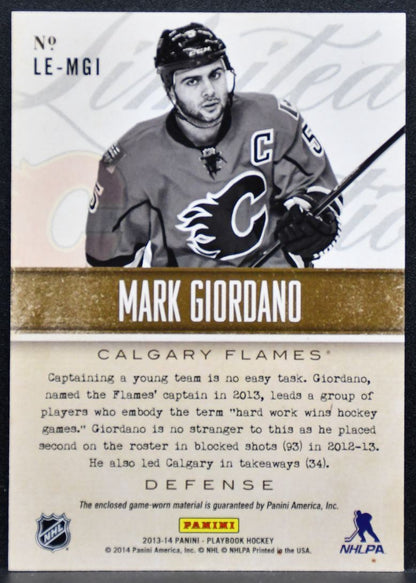 2013-14 Panini Playbook Limited Edition Mark Giordano Flames 69/99 Jersey 4651