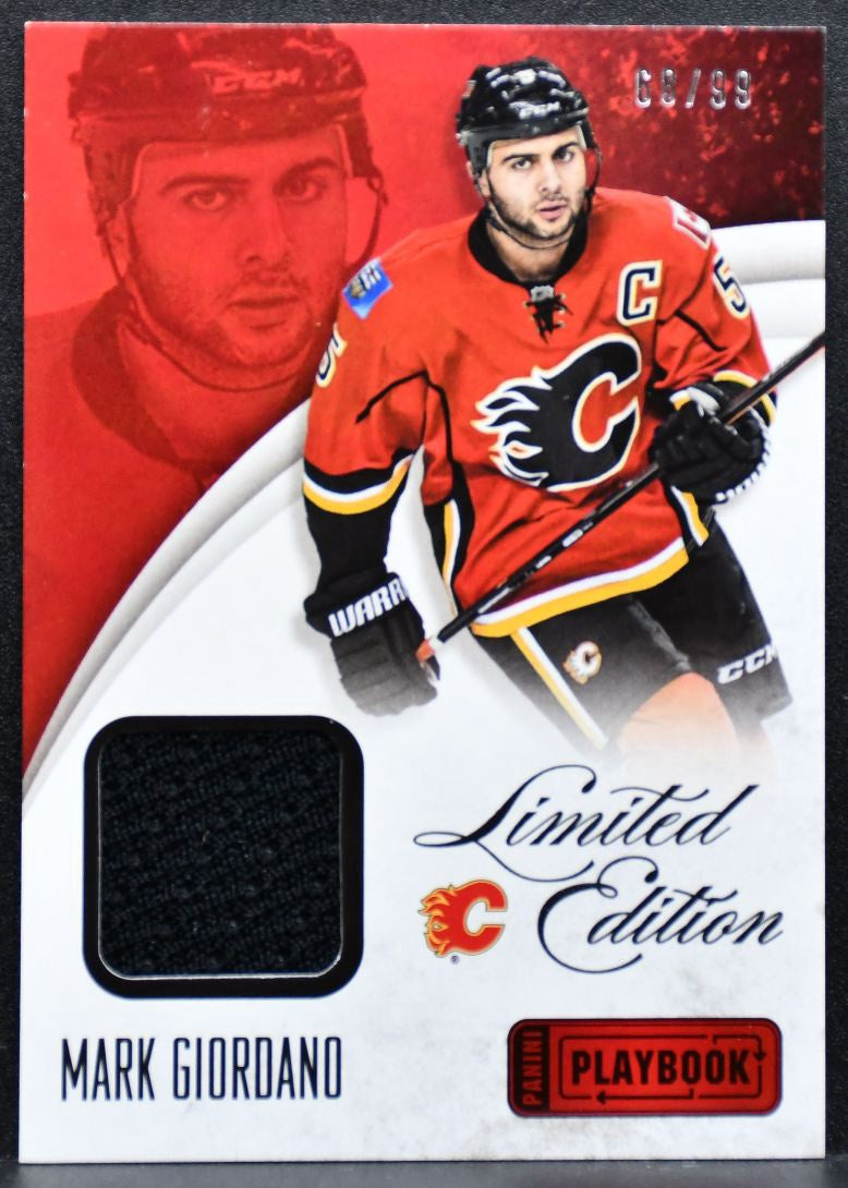 2013-14 Panini Playbook Limited Edition Mark Giordano Flames 69/99 Jersey 4651