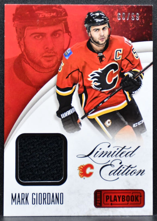 2013-14 Panini Playbook Limited Edition Mark Giordano Flames 69/99 Jersey 4651