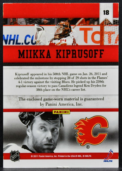 2010-11 Panini All-Goalies Stopper Sweaters Miikka Kiprusoff Flames Jersey 2082