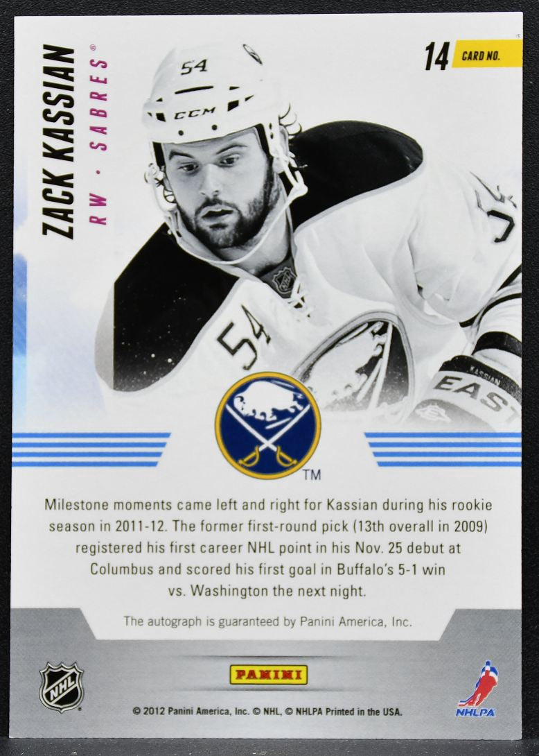 2011-12 Panini Titanium New Wave Autographs Zack Kassian 14 Sabres Auto 1689