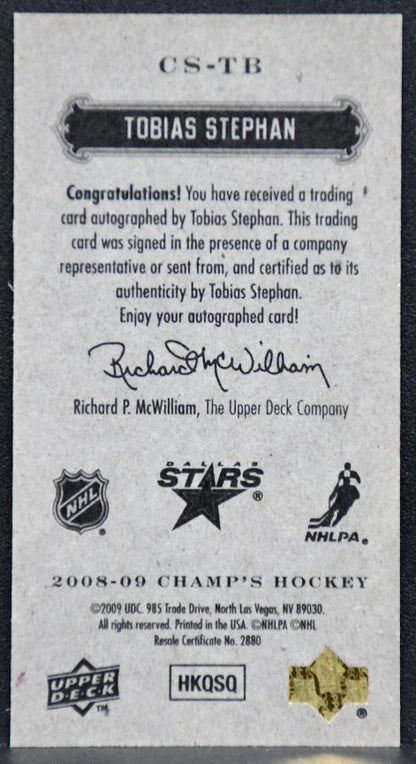 2008-09 Upper Deck Champ's Signatures Tobias Stephan CS-TB Auto 3450