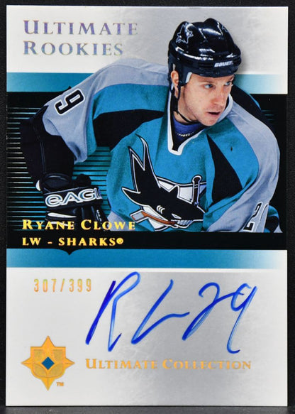 2005-06 UD Ultimate Collection Rookies Signatures Ryane Clowe 131 RC Auto /399