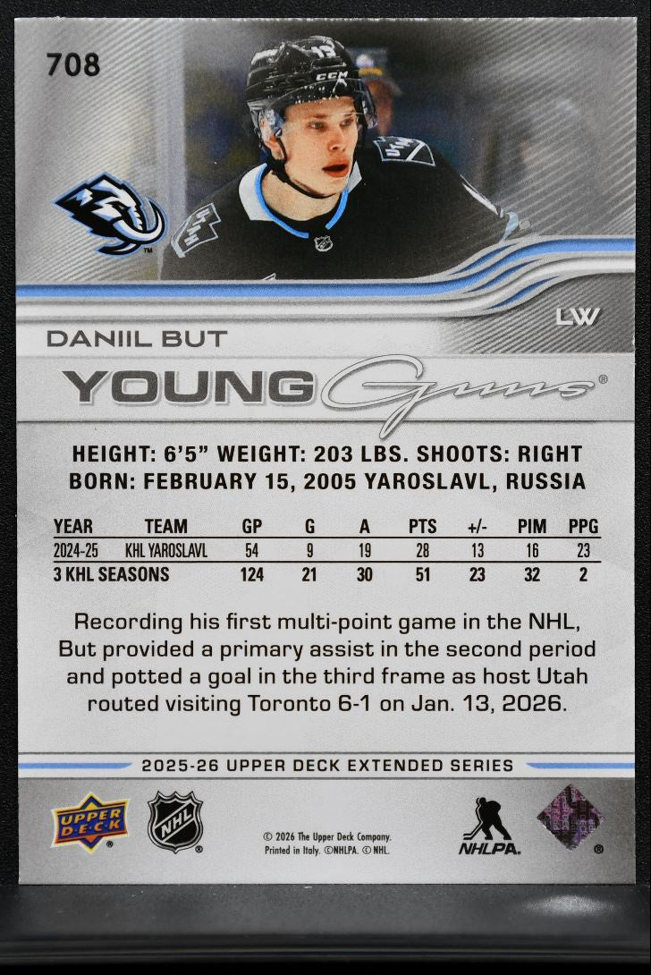 2025-26 Upper Deck Extended Series Young Guns Daniil But Utah Mammoth RC 4243