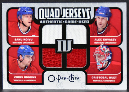 2007-08 OPC Quad Jerseys Koivu/Huet/Higgins/Kovalev Jersey 8333