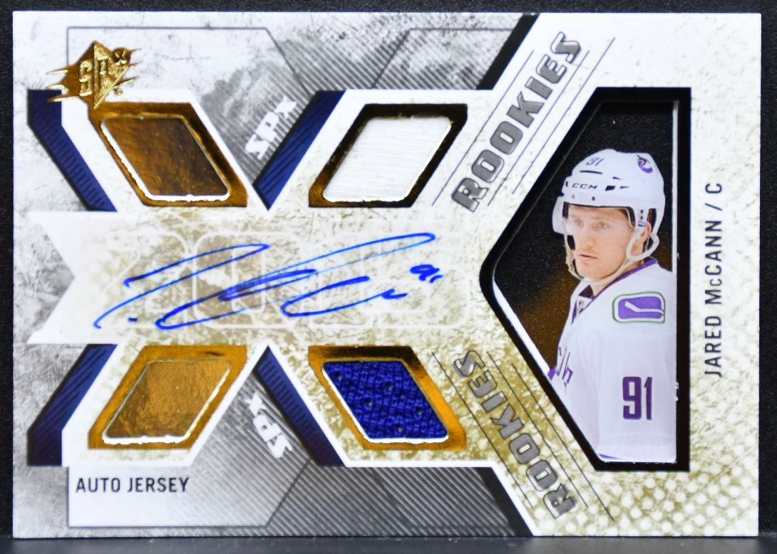 2015-16 SPx Rookie Jersey Patch Jared McCann Canucks RC Auto 010/499 Jersey 8734