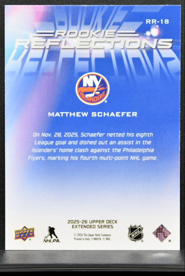 2025-26 UD Extended Series Rookie Reflections Matthew Schaefer Islanders RC 9041