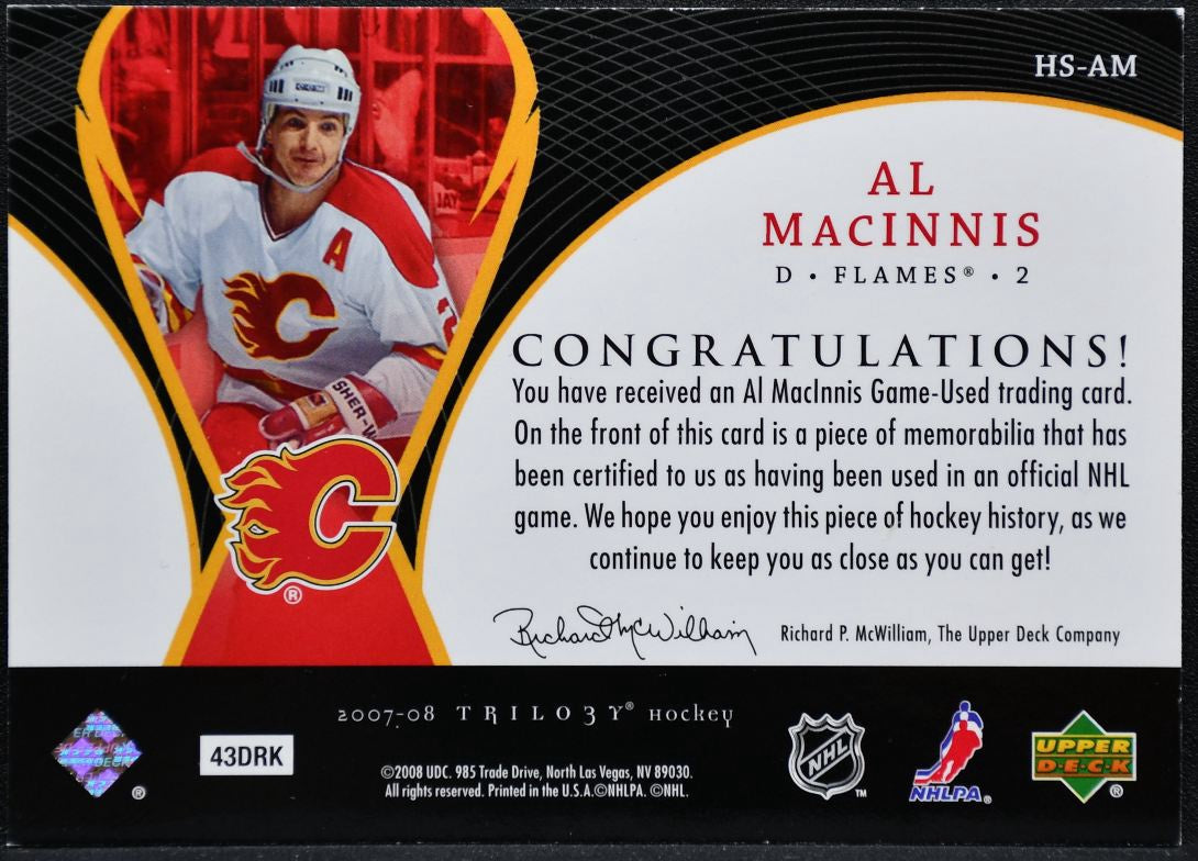 2007-08 UD Trilogy Honorary Swatches Al MacInnis HS-AM Jersey 8694