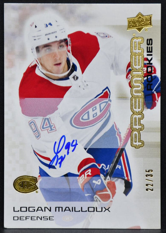 2024-25 UD Premier Auto Gold Logan Mailloux 119 Montreal Canadiens RC Auto 22/35 4566