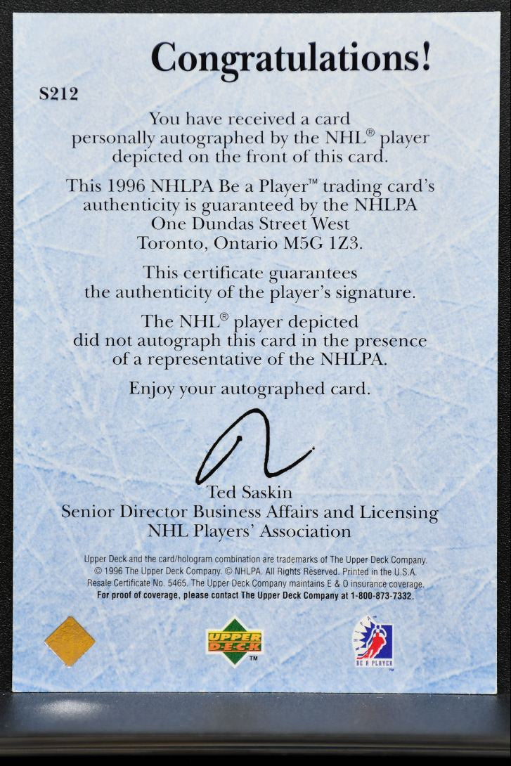 1996-97 UD Be A Player Auto Adam Graves Auto 0803