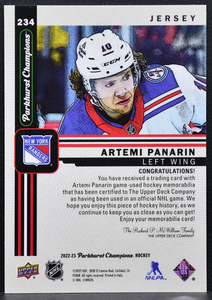 2022-23 Parkhurst Champions Veteran Jersey Artemi Panarin Rangers Jersey 3444