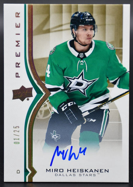 2020-21 UD Premier Miro Heiskanen 25 Dallas Stars Auto 01/25