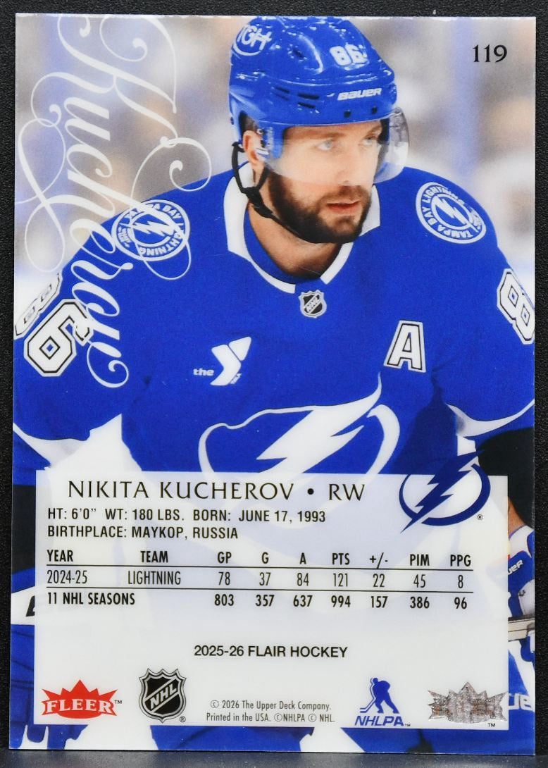 2025-26 Flair Nikita Kucherov 119 Tampa Bay Lightning 4995
