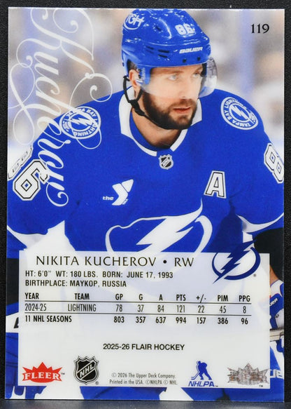 2025-26 Flair Nikita Kucherov 119 Tampa Bay Lightning 4995