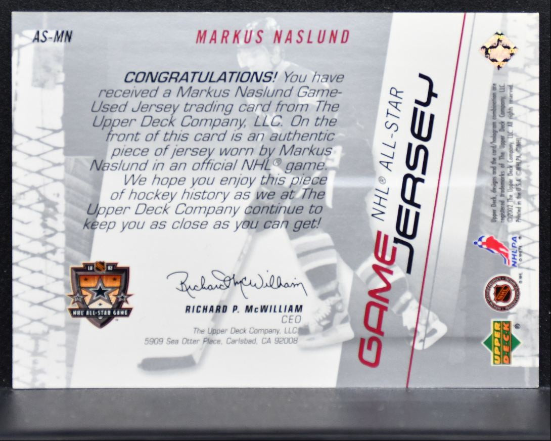 2002-03 Upper Deck All-Star Game Jersey Markus Naslund AS-MN Canucks Jersey 1755