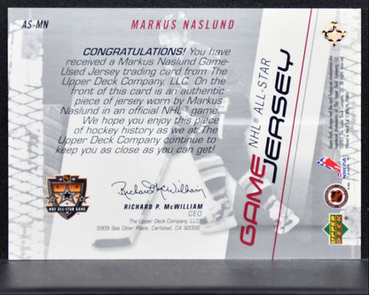 2002-03 Upper Deck All-Star Game Jersey Markus Naslund AS-MN Canucks Jersey 1755