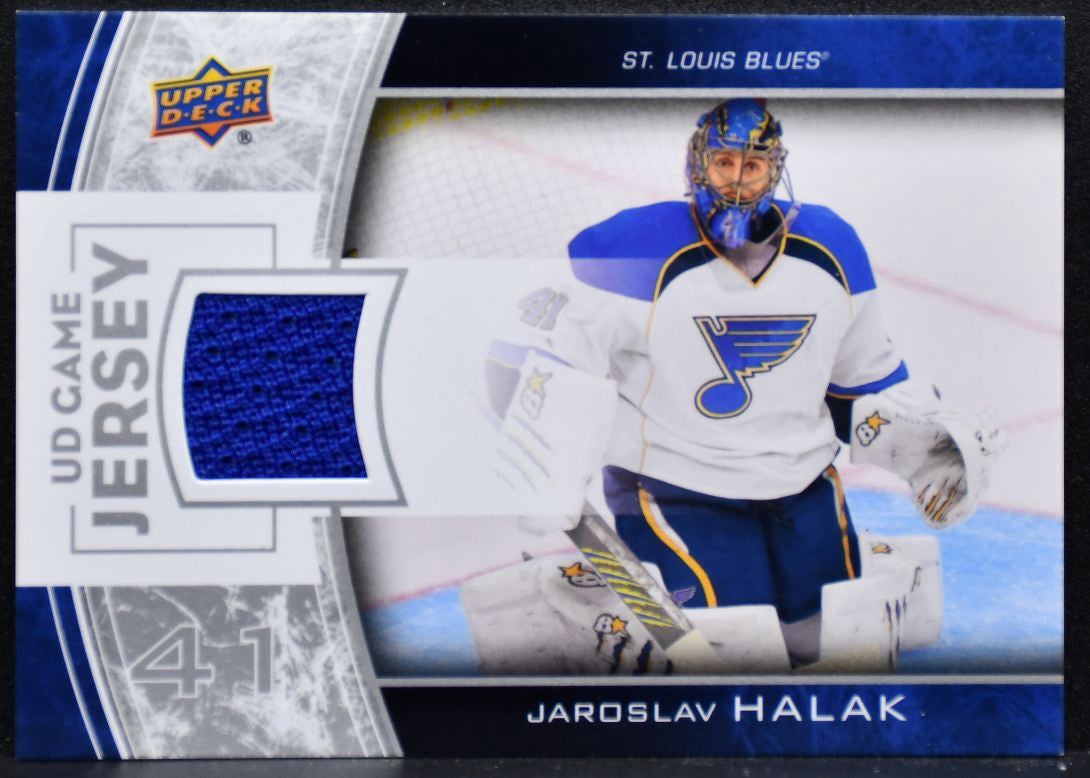 2013-14 Upper Deck Series 1 UD Game Jerseys Jaroslav Halak Blues Jersey 3616