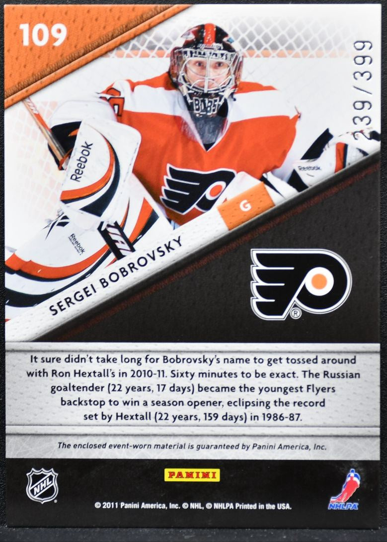 2011-12 Panini Certified Fabric of the Game Bobrovsky Flyers /399 Jersey 7870